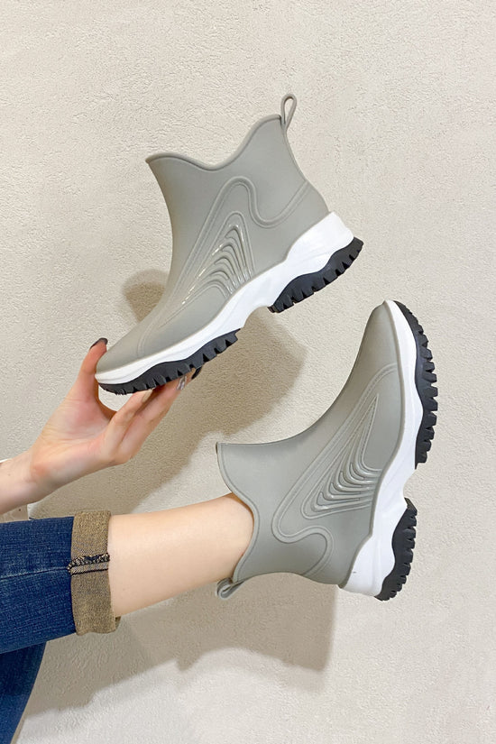Fashion Color Blocking Thick Sole Low Top Women's Rain Boots
