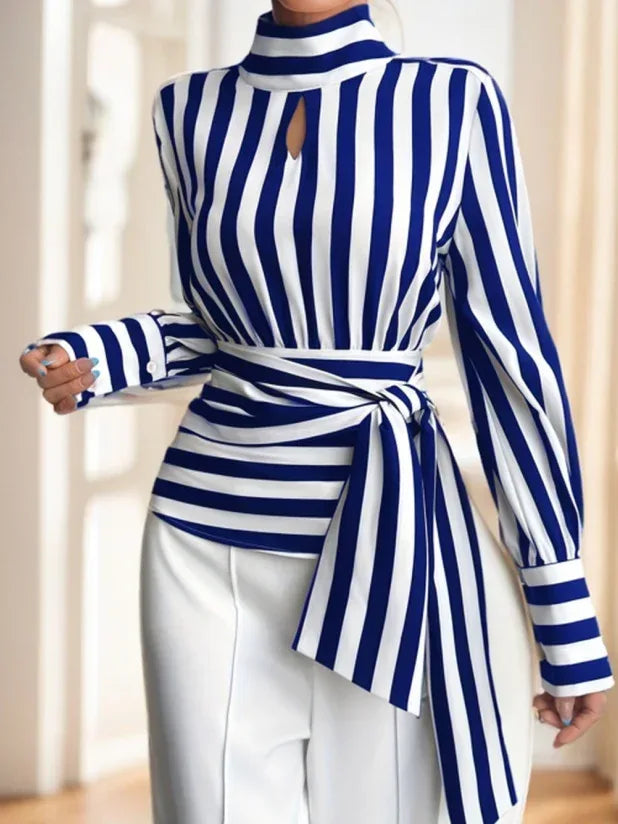 Ladies' Striped Long-sleeved Top - DanaFashionstore