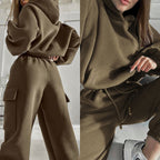 Female Solid Color Fashion Sports And Leisure Sweater Suit