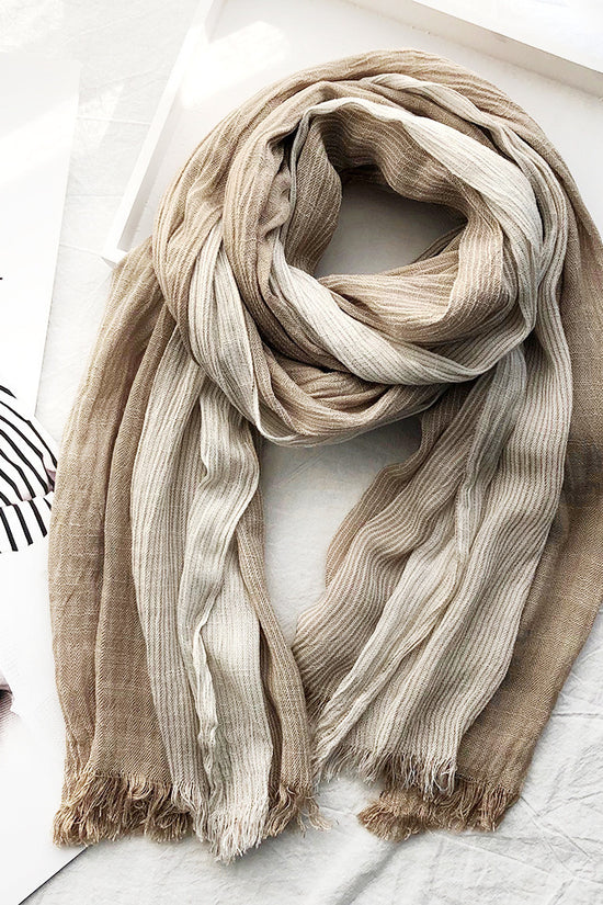 Women's Striped Cotton And Linen Scarf Shawl