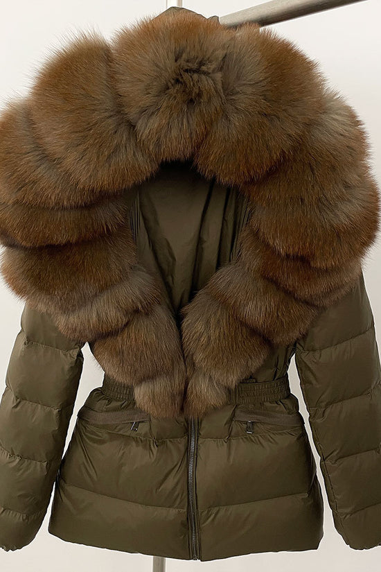 Short Women's Thickened Slim Fit Waist-tight Fur Down Jacket