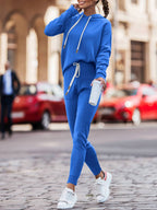 Hoodie With Drawstrings High Waist Trousers Casual Sweatshirt Two-piece Suit