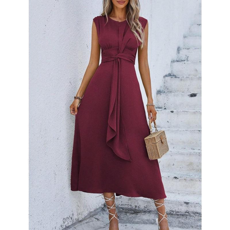 Solid Color Waist-Tight Tied Dress Women 2026 - Bodycon Wrap Dress - DanaFashionstore