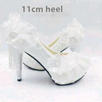 Male Lace High-heeled Shoes Korean Style, Flower Rhinestone Tassel Bride - DanaFashionstore