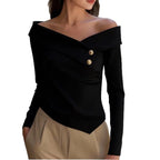 Autumn Elegant Women's Off-Shoulder Long Sleeve Shirt - DanaFashionstore