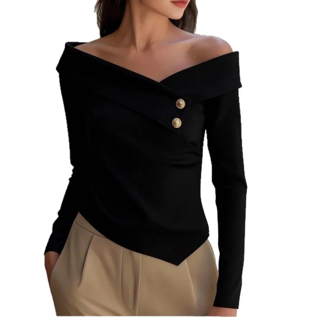 Autumn Elegant Women's Off-Shoulder Long Sleeve Shirt - DanaFashionstore
