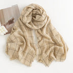 Herringbone Pattern Monochrome Artificial Cashmere Scarf Women's Simple Casual Style Tassel Warm Shawl - DanaFashionstore
