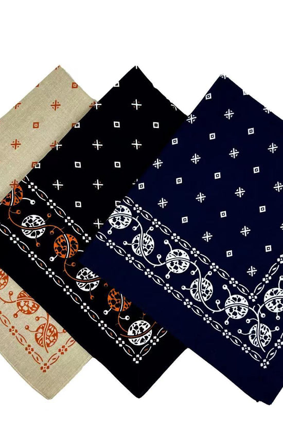 Cotton Vintage Printed Square Scarf Riding Pocket