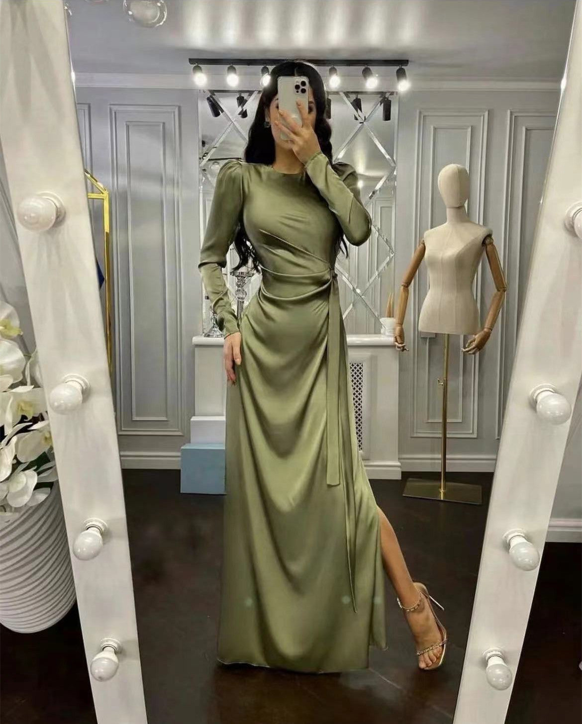 Elegant Waist-Fitting Irregular Hem Dress - Asymmetric Party Dress