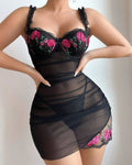 Mesh Embroidered Womens Lingerie Set For Seduction And Allure