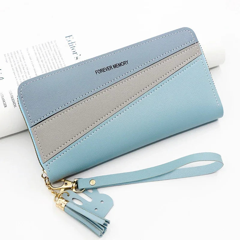 Simple Long Color Matching Fashion Coin Purse Card Holder Handbag - DanaFashionstore