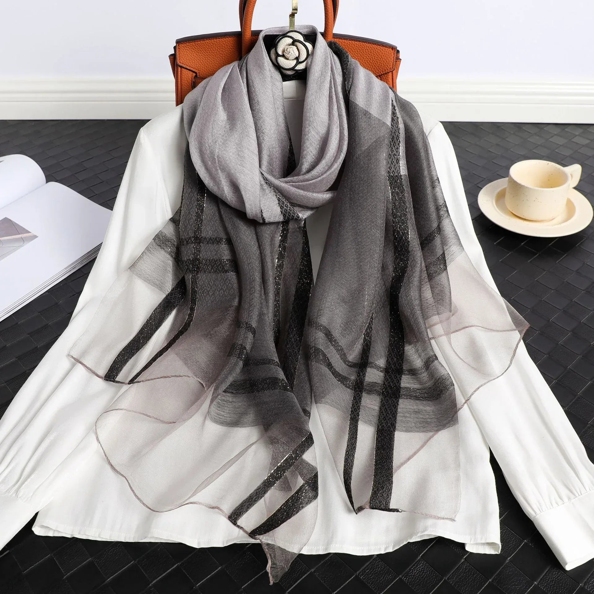 Women's Korean Style Silk Plaid Scarf - DanaFashionstore