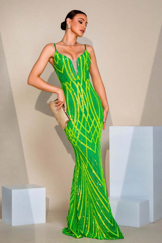 V-neck Strap Sequined Fishtail Evening Dress $120.32 Dana Fashion Color: Green Size: L Women's clothing Product information: Pattern: solid color Skirt type: hip skirt Color: green Waist type: high waist Size: S,M,L,XL Style type: Elegant Combination form