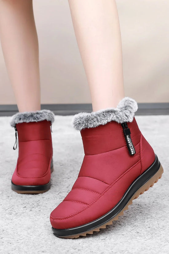 Winter Snow Boot With Side Zipper Fashion Warm Plush Ankle Boots Women's Fleece Short Shoes - DanaFashionstore