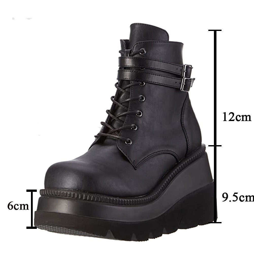 Women's Dark Gothic Wedge Platform Ankle Boots