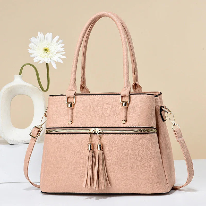 Large Capacity Soft Leather Tassel Shoulder Bag - DanaFashionstore