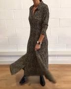 Women's Fashion Printing V-neck Long-sleeve Dress
