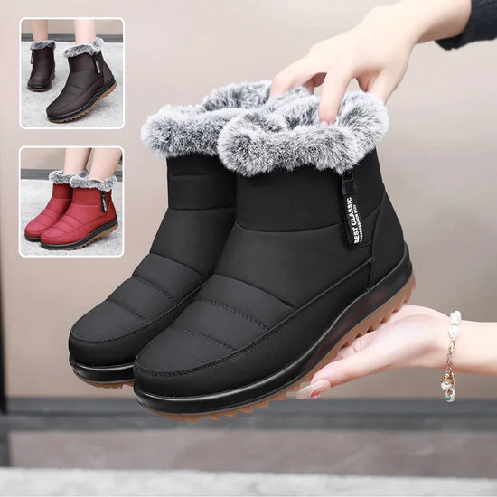 Winter Snow Boot With Side Zipper Fashion Warm Plush Ankle Boots Women's Fleece Short Shoes - DanaFashionstore