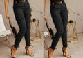 European And American Women's Trousers, Low-waisted Buttons, Solid Color Pockets