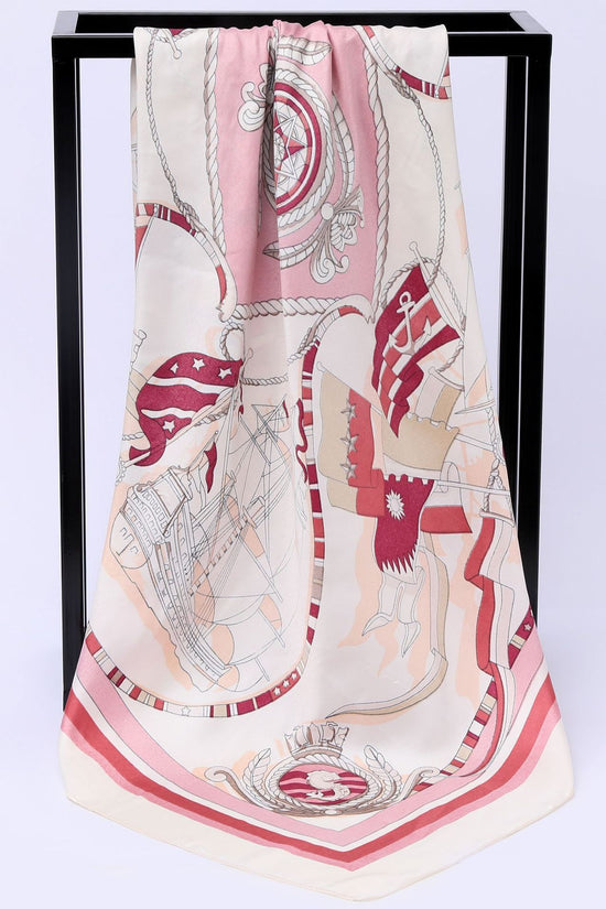 Sailing Print Emulation Silk Scarf Fashion Shawl