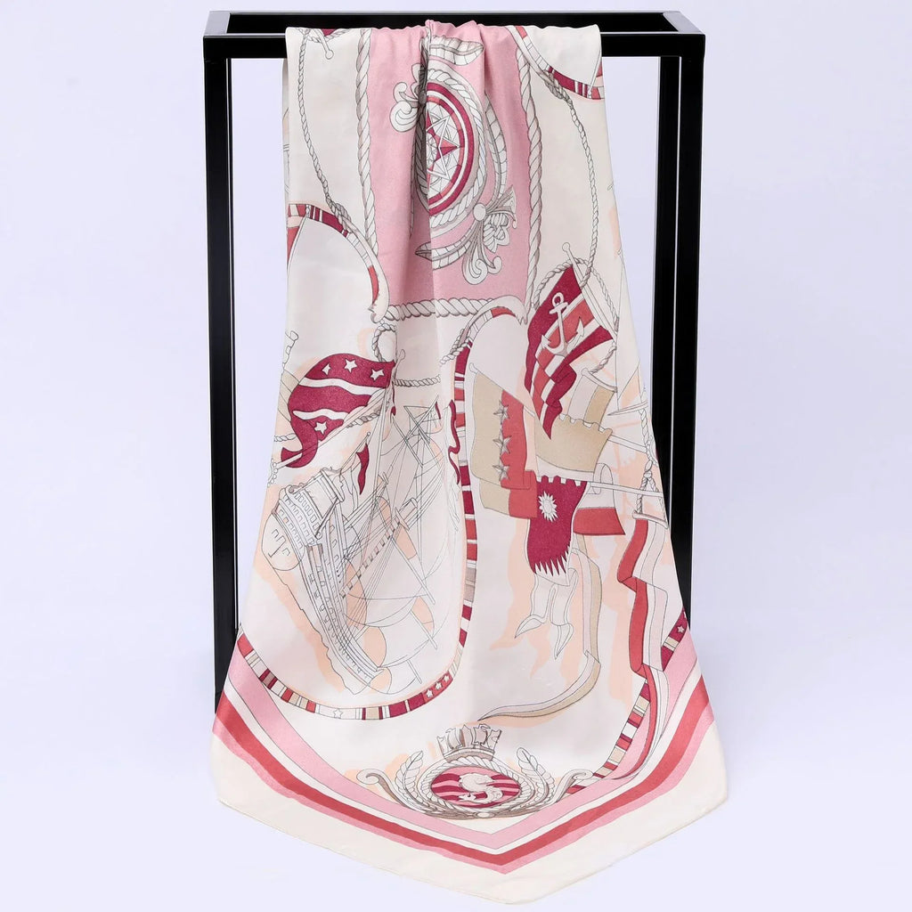 Sailing Print Emulation Silk Scarf Fashion Shawl - DanaFashionstore