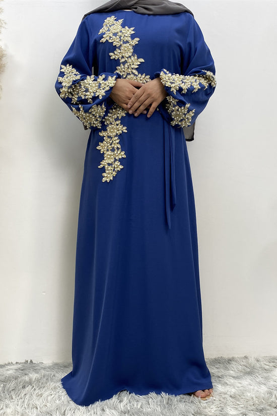 Fashion Lace Beaded Muslim Dress Women