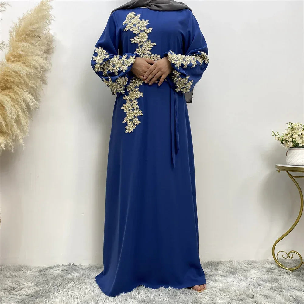 Fashion Lace Beaded Muslim Dress Women - DanaFashionstore