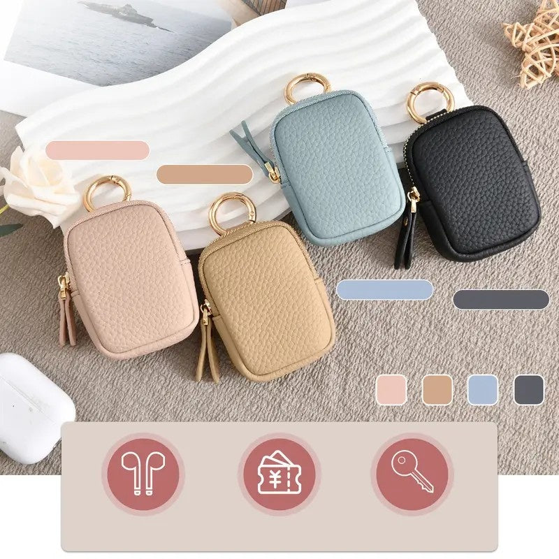 Leather Coin Purse, Small Change Purse Keychain Wallet For Women, Mini Coin Pouch With Zipper - Dana Fashion