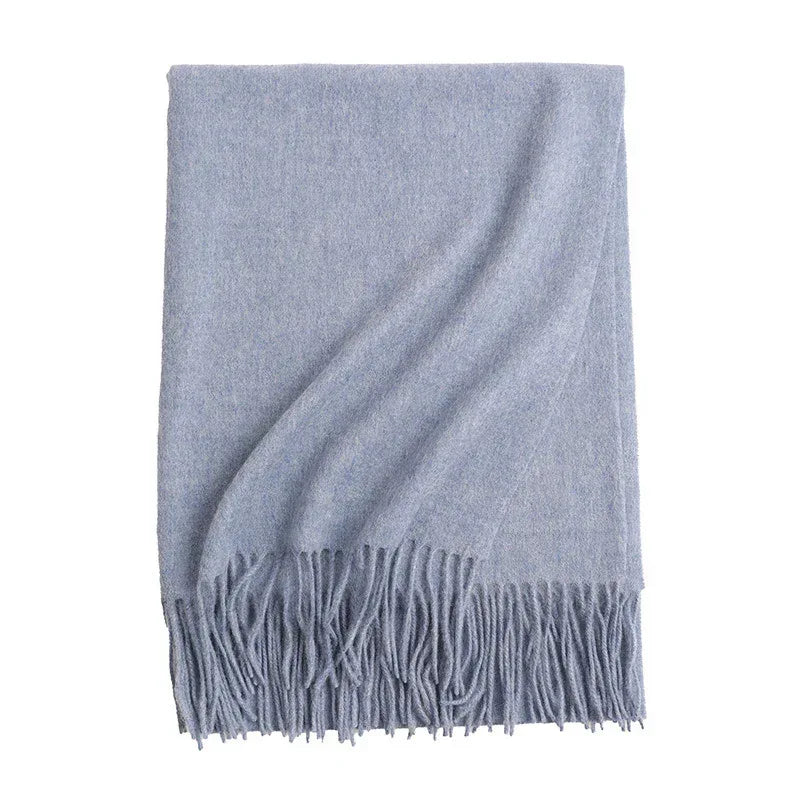 New Solid Color Wool Long Beard Warm Tassel Scarf Thick - DanaFashionstore