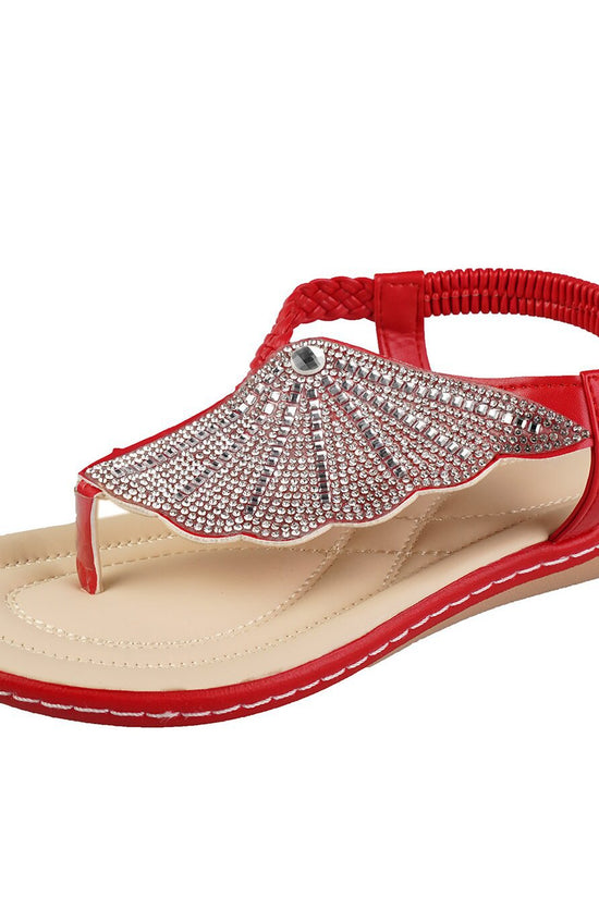 New Rhinestone Shell Flip-Flops Sandals Summer Beach Shoes For Women Fashion Casual Low Heel Flat Slides Slippers