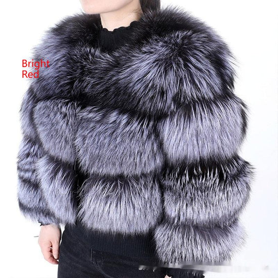 Warm Short Raccoon Fur Women's Clothing Leather Fur Coat - DanaFashionstore