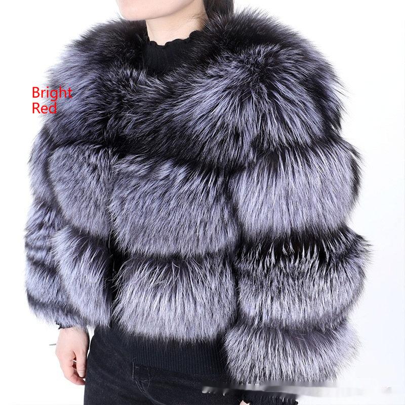 Warm Short Raccoon Fur Women's Clothing Leather Fur Coat - DanaFashionstore