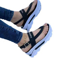 Ladies Thong Platform Heightened Solid Color Buckle Velcro Sandals - DanaFashionstore