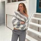 Loose Striped Pullover Sweater Fashion Versatile Long-sleeved Knitted Tops For Women Clothing - DanaFashionstore