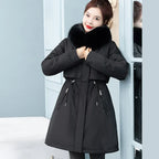 Women's Mid-Length Loose Cotton Coat 2026 - Fleece-Lined Cinched Jacket - DanaFashionstore