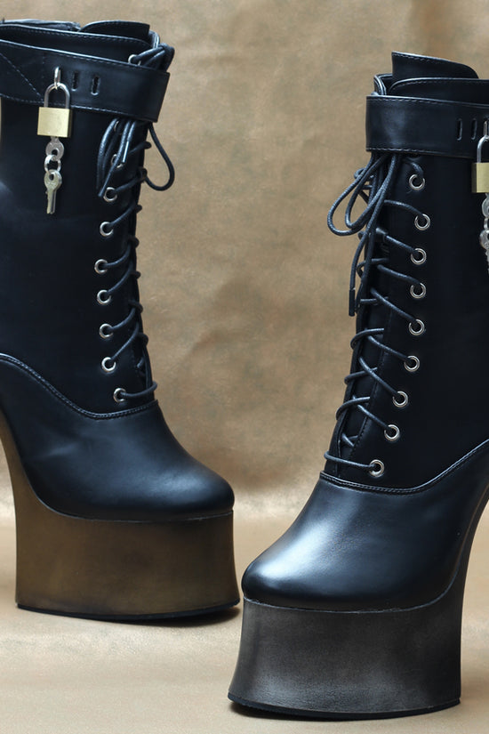 18cm Super High Heel Donkey Hoof Fancy Ankle Boots