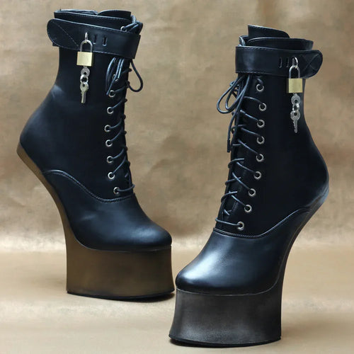 18cm Super High Heel Donkey Hoof Fancy Ankle Boots - DanaFashionstore
