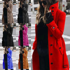 Autumn Winter New Woolen Coat Women's Slim Fit Cardigan Large Coat Women Long Sleeve Single Breasted Stand Collar Woolen Coat - DanaFashionstore