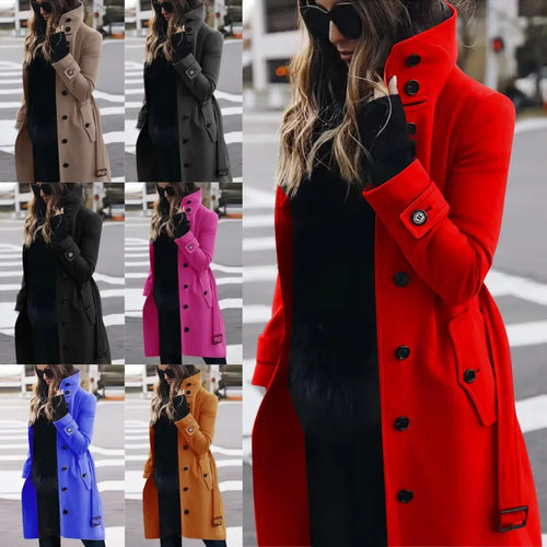 Autumn Winter New Woolen Coat Women's Slim Fit Cardigan Large Coat Women Long Sleeve Single Breasted Stand Collar Woolen Coat - DanaFashionstore