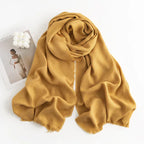 Herringbone Pattern Monochrome Artificial Cashmere Scarf Women's Simple Casual Style Tassel Warm Shawl - DanaFashionstore