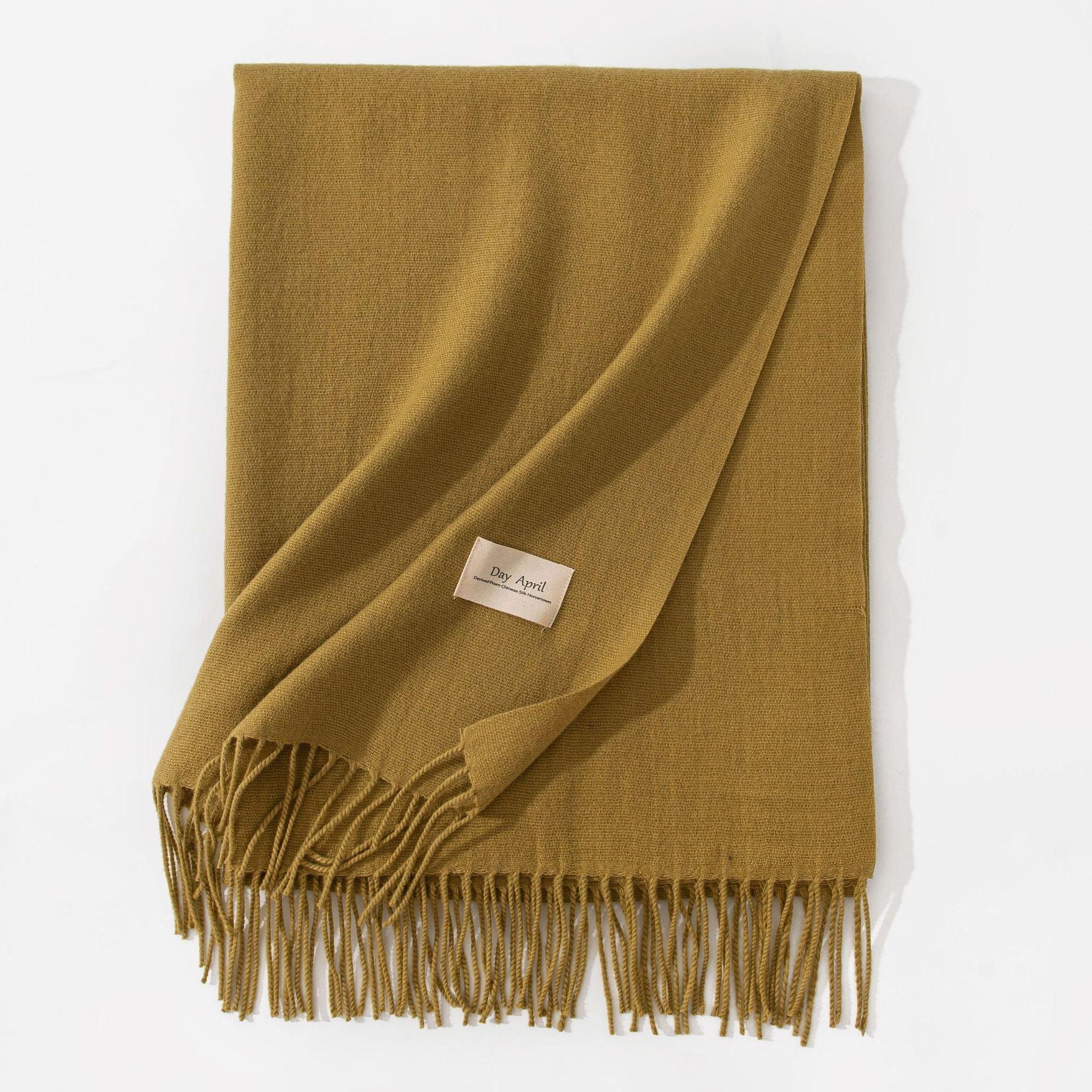 Pure Color Artificial Cashmere Scarf Women's Winter High-grade Shawl - DanaFashionstore
