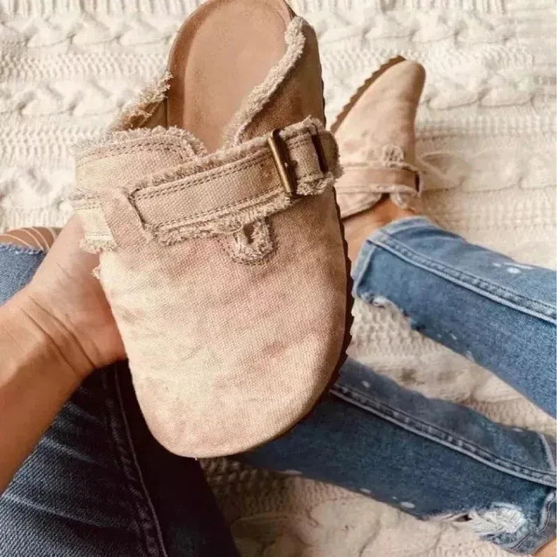 Independent Station Cross-border Oversized Shoes Women's Spring And Autumn European And American New Leopard Print Semi Slippers Shoes Lazy Shoes Peas Shoes - DanaFashionstore