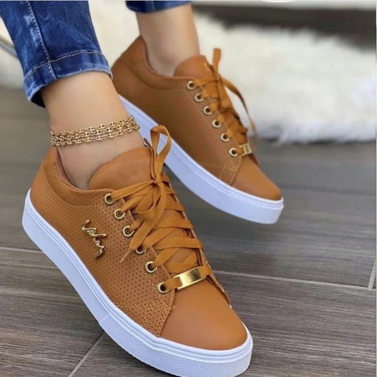 Women Flat Sneakers Breathable Lace-up Shoes For Girls - DanaFashionstore