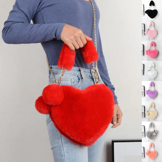 Love Bags Soft Plush Handbags Women Valentine's Day Party Bag - DanaFashionstore