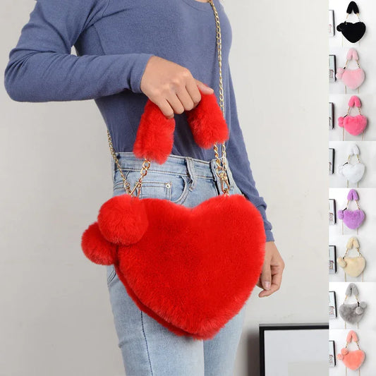 Love Bags Soft Plush Handbags Women Valentine's Day Party Bag - DanaFashionstore