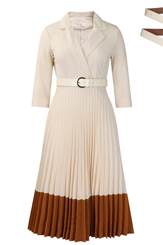 Suit Collar Fashion Elegant Pleated African Dress