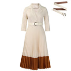 Suit Collar Fashion Elegant Pleated African Dress - DanaFashionstore