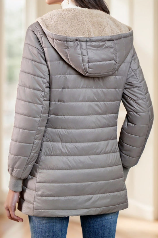 Aveloria Modichic Casual Versatile Solid Color Fleece Hooded Padded Padded Coat