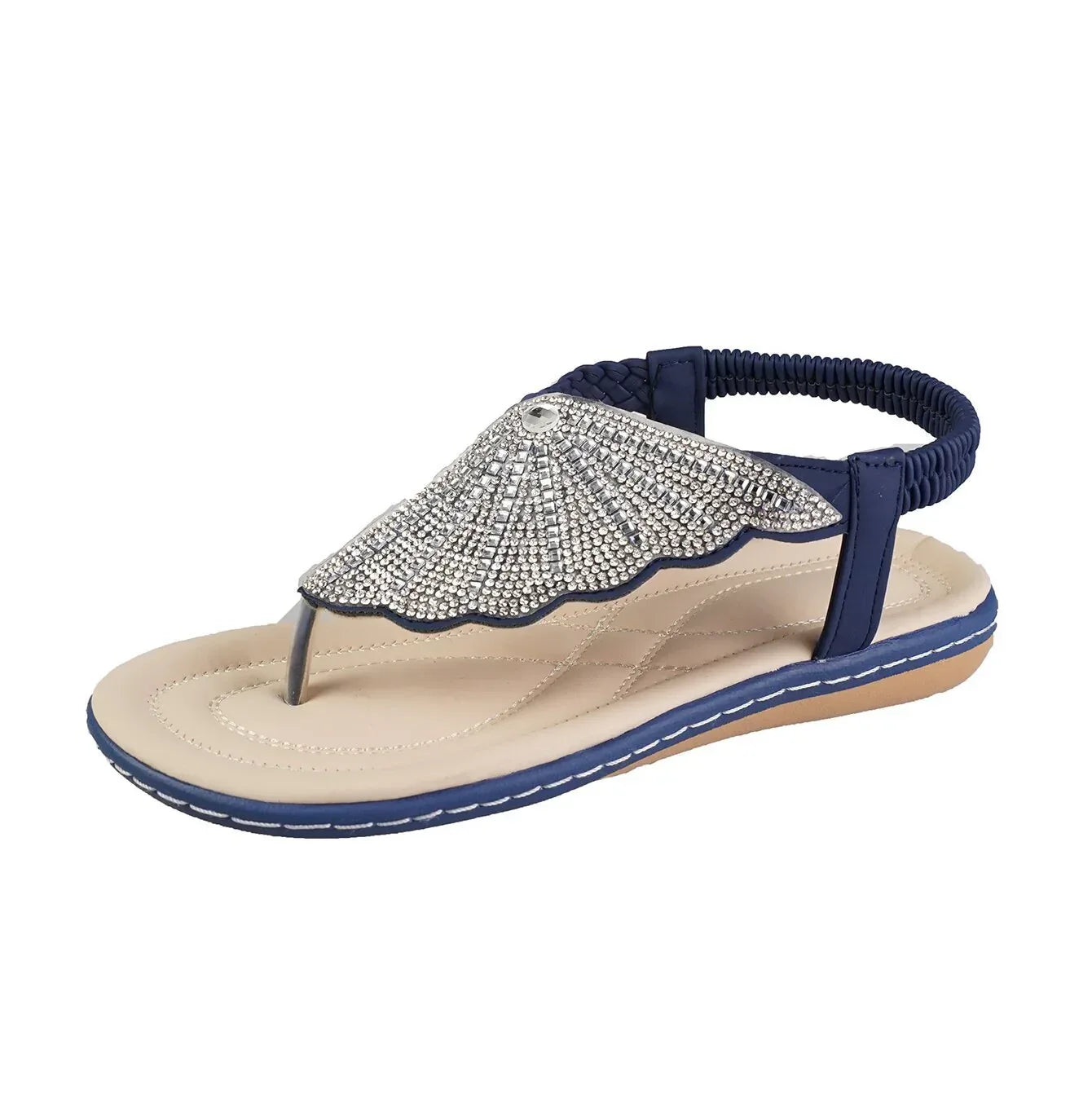 New Rhinestone Shell Flip-Flops Sandals Summer Beach Shoes For Women Fashion Casual Low Heel Flat Slides Slippers - DanaFashionstore