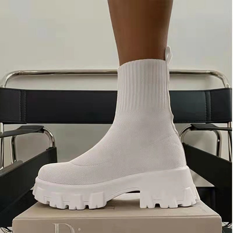 Autumn And Winter New Independent Stand Women's Plus Size One-step Socks Boots